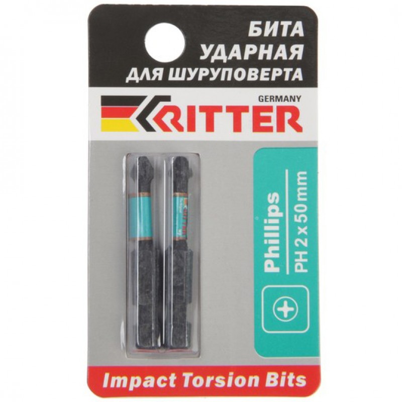 Бита Ritter Impact PH 2x50 мм Torsion намагниченная (сталь S2) (2 шт. в блистерной упаковке)