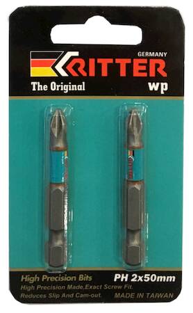 Бита Ritter WP PZ 2x50 мм  магнитная (сталь S2) (2 шт. в блистерной упаковке)