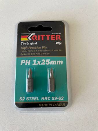 Бита Ritter WP PH 1x25 мм  магнитная (сталь S2) (2 шт. в блистерной упаковке)