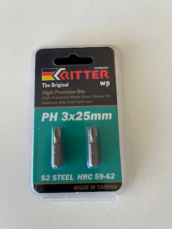 Бита Ritter WP PH 3x25 мм магнитная (сталь S2) (2шт в блистерной упаковке)